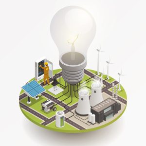 Electric Power Isometric Composition Icon